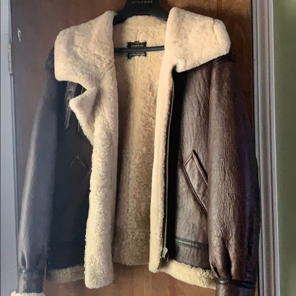Leather bomber winter jacket